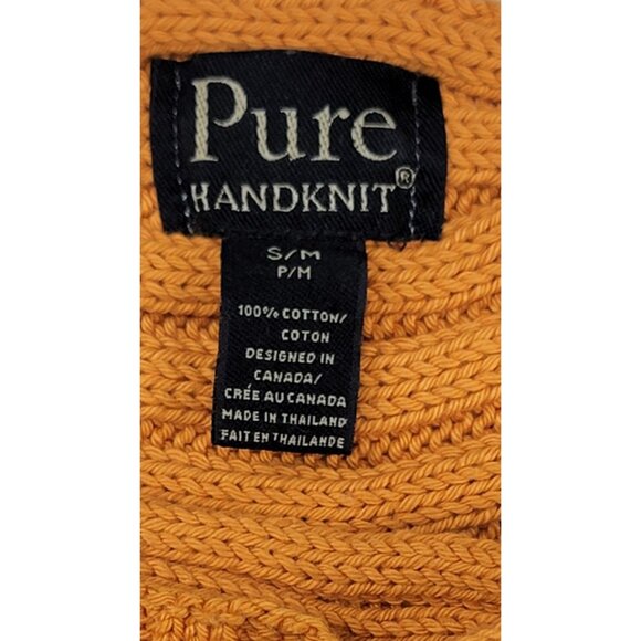 Pure Handknit Wrap Sweater Mustard Yellow Ribbed Cardigan Jacket Womens S/M - Picture 5 of 9
